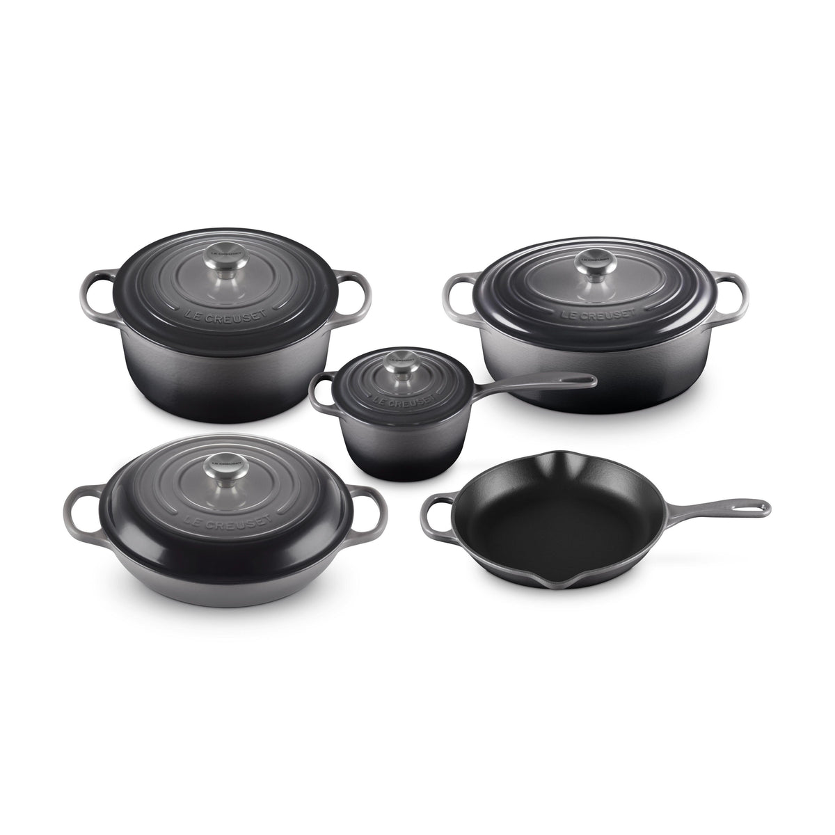 Le Creuset 9pc Signature Cast Iron Cookware Set Oyster