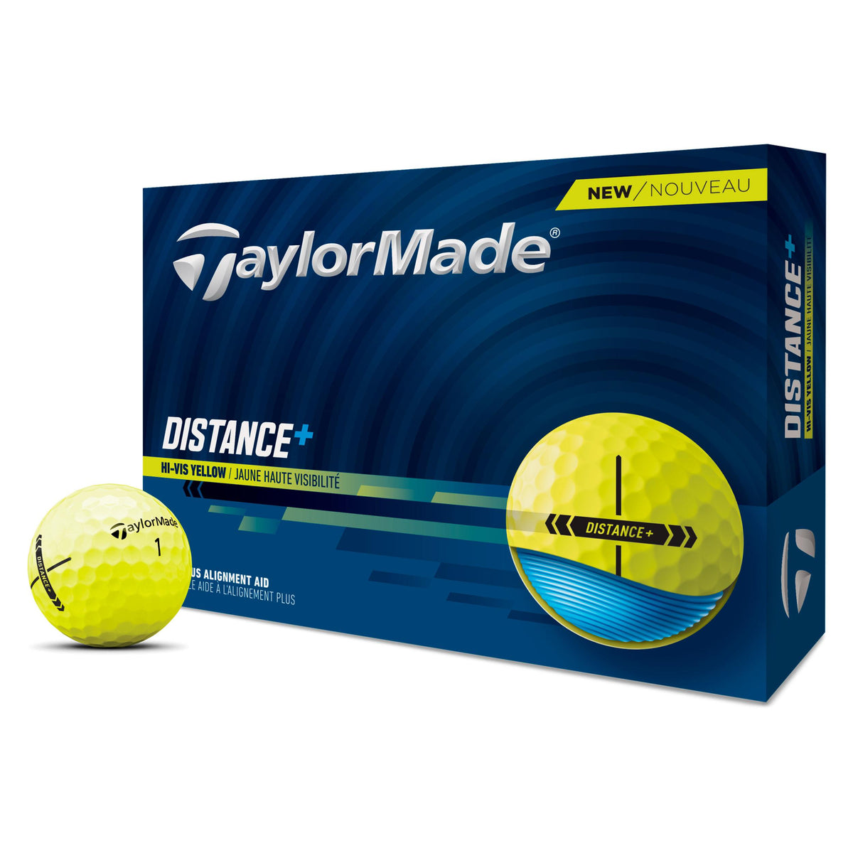 TaylorMade Distance+ 2025 Yellow Golf Balls - 1 Dozen