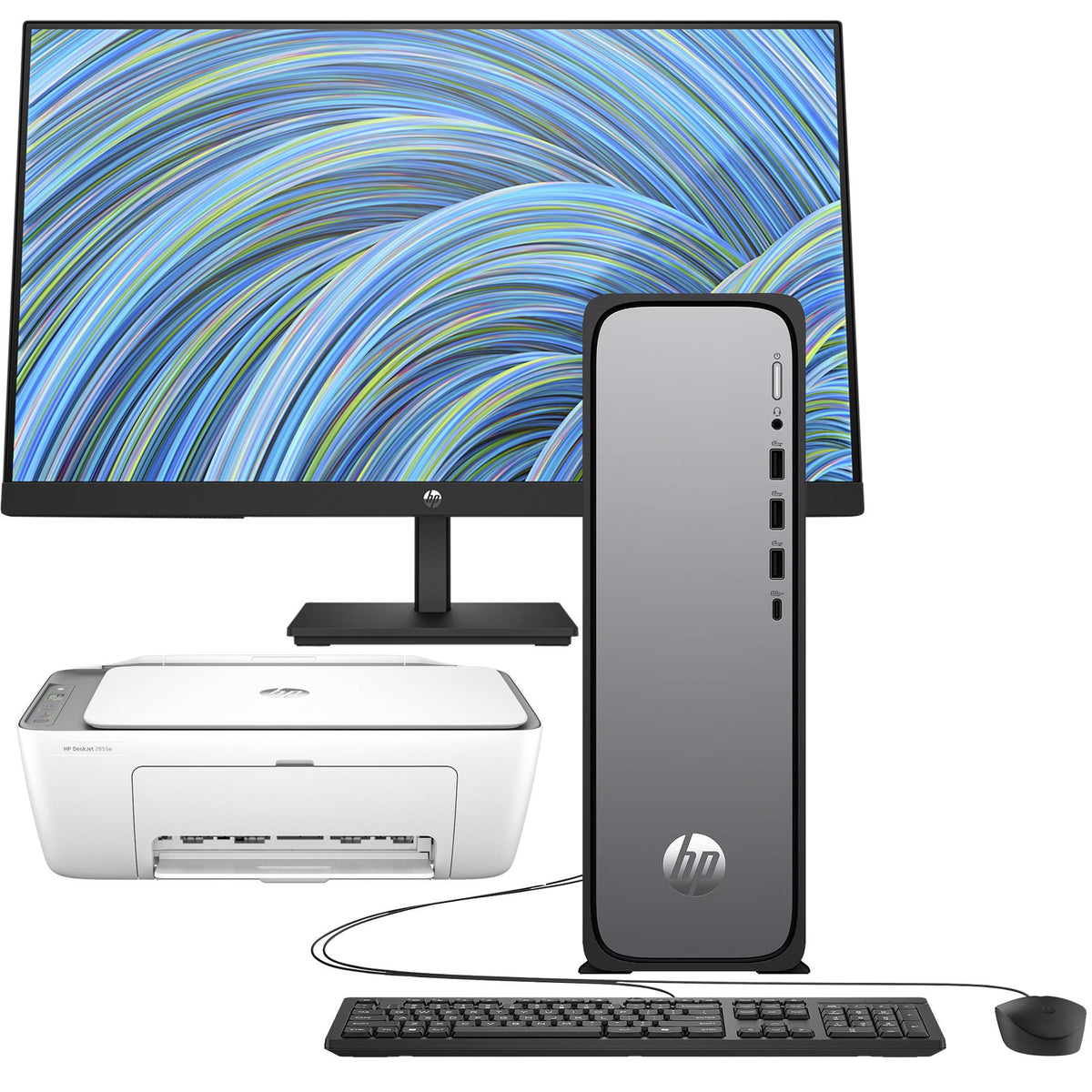 Hewlett Packard OmniDesk Intel Desktop PC w/ 24" monitor & multi-function printer