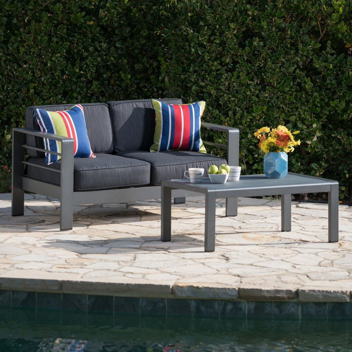 Stark Home Cape Coral Outdoor Loveseat And Coffee Table Set
