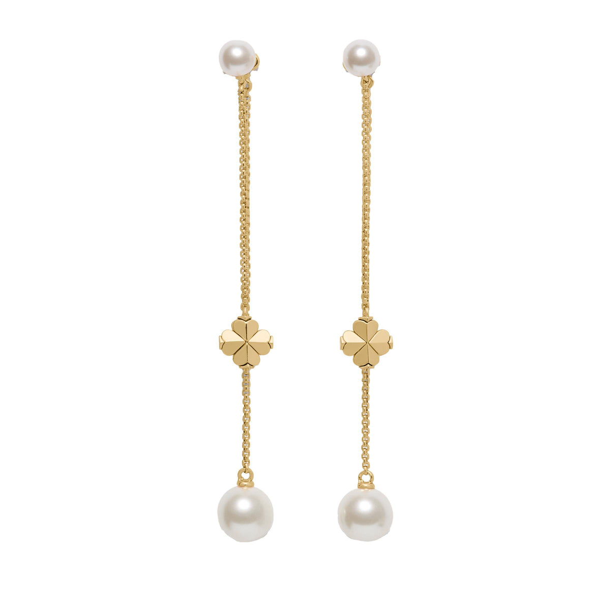 kate spade new york Spade Flower Pearl Linear Earrings - White/Gold