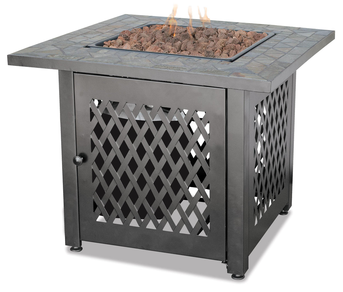 Mr. Bar-B-Q Endless Summer - LP Gas Outdoor Fire Pit w/Slate Tile Mantel
