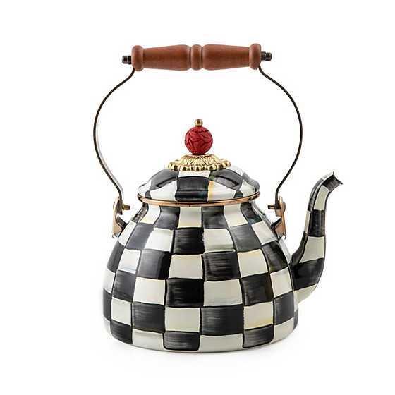 MacKenzie-Childs Violet Check 2 Quart Tea Kettle