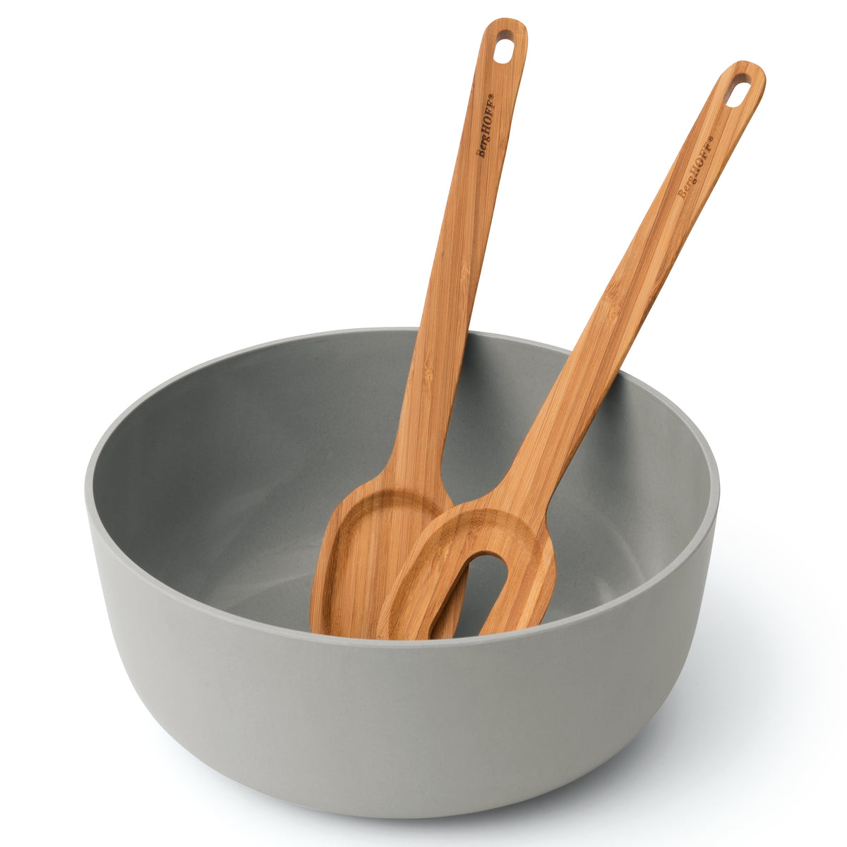 BergHOFF Leo 3ps Salad Bowl Set w/ Bamboo Servers, White