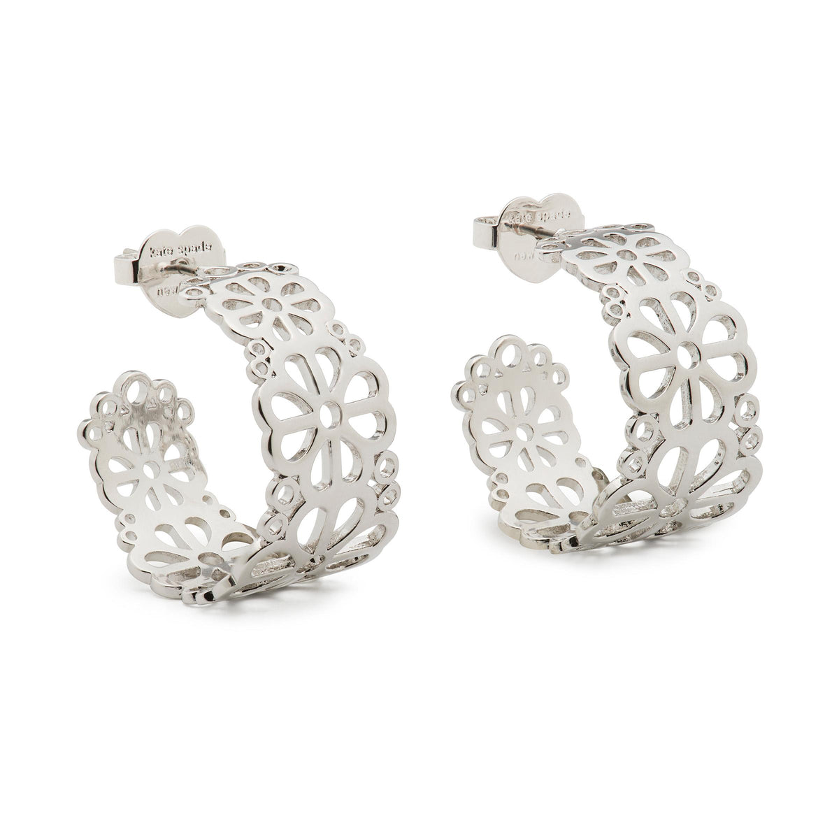 kate spade new york Spade Flower Lace Hoops - Silver