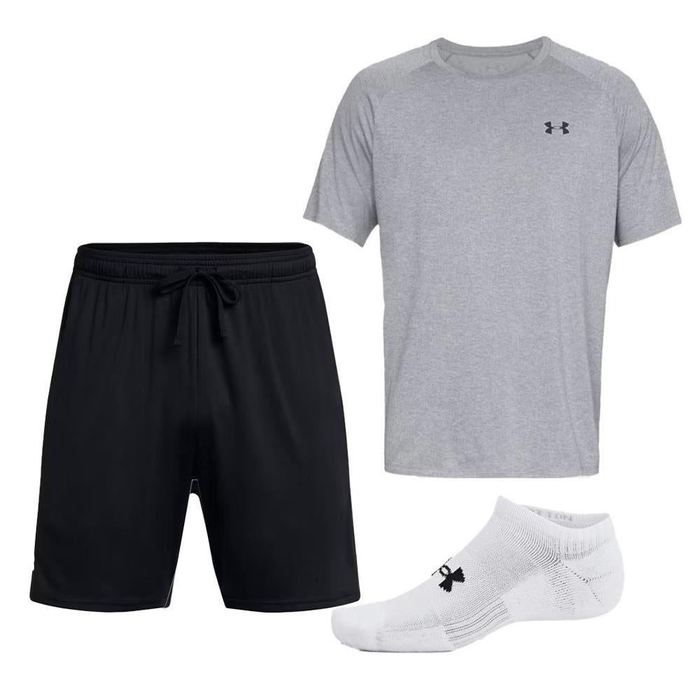 Under Armour UA Men's Tee/Short/Socks Set-Light Heather/Black/White-MD
