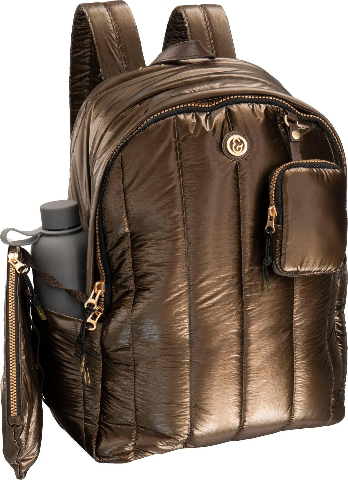 Joan & David Metallic Quilted Backpack Size 18"