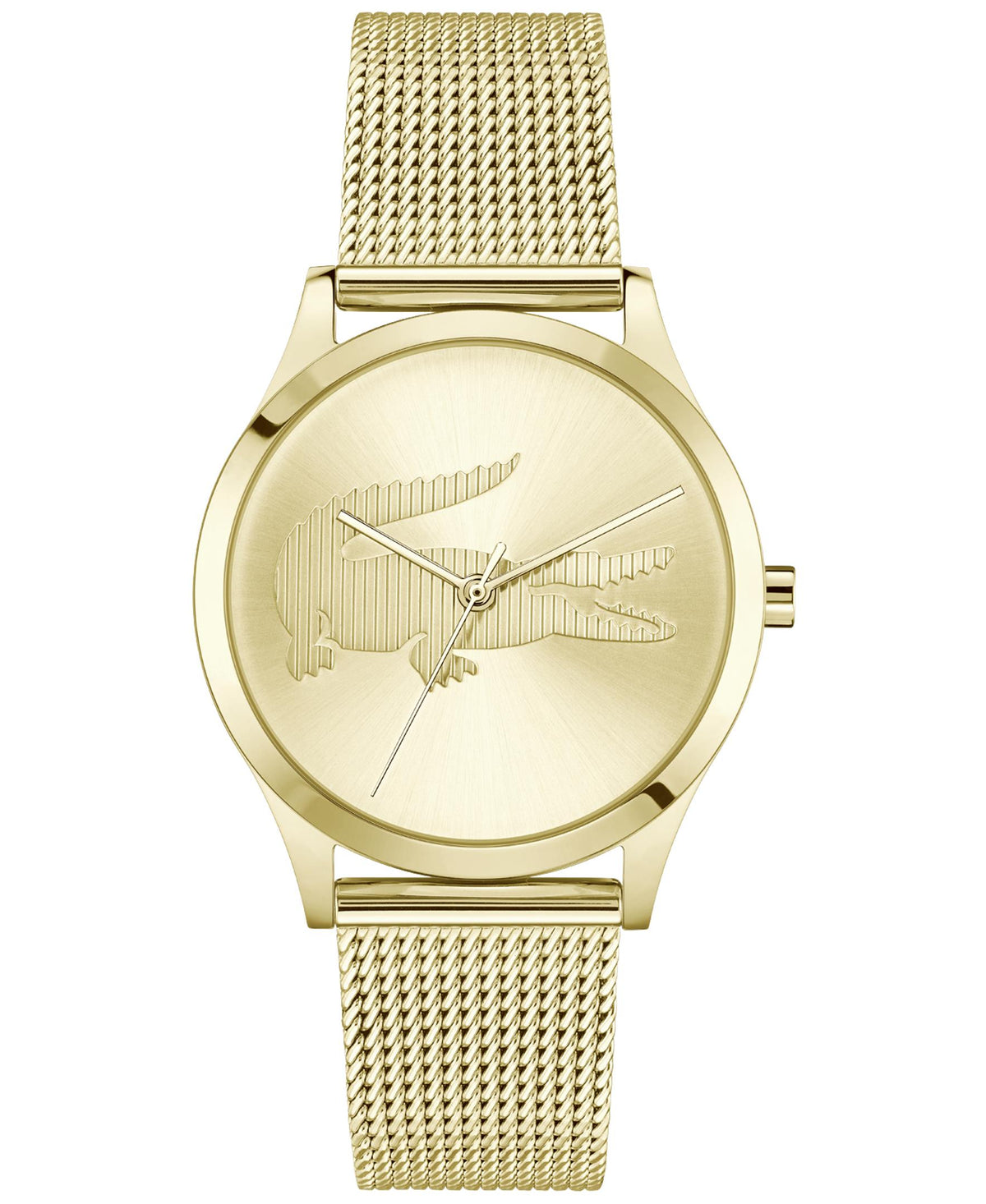 Lacoste Crocodelle Ladies Yellow Gold IP Case and Mesh Bracelet. Light Champagne Dial.