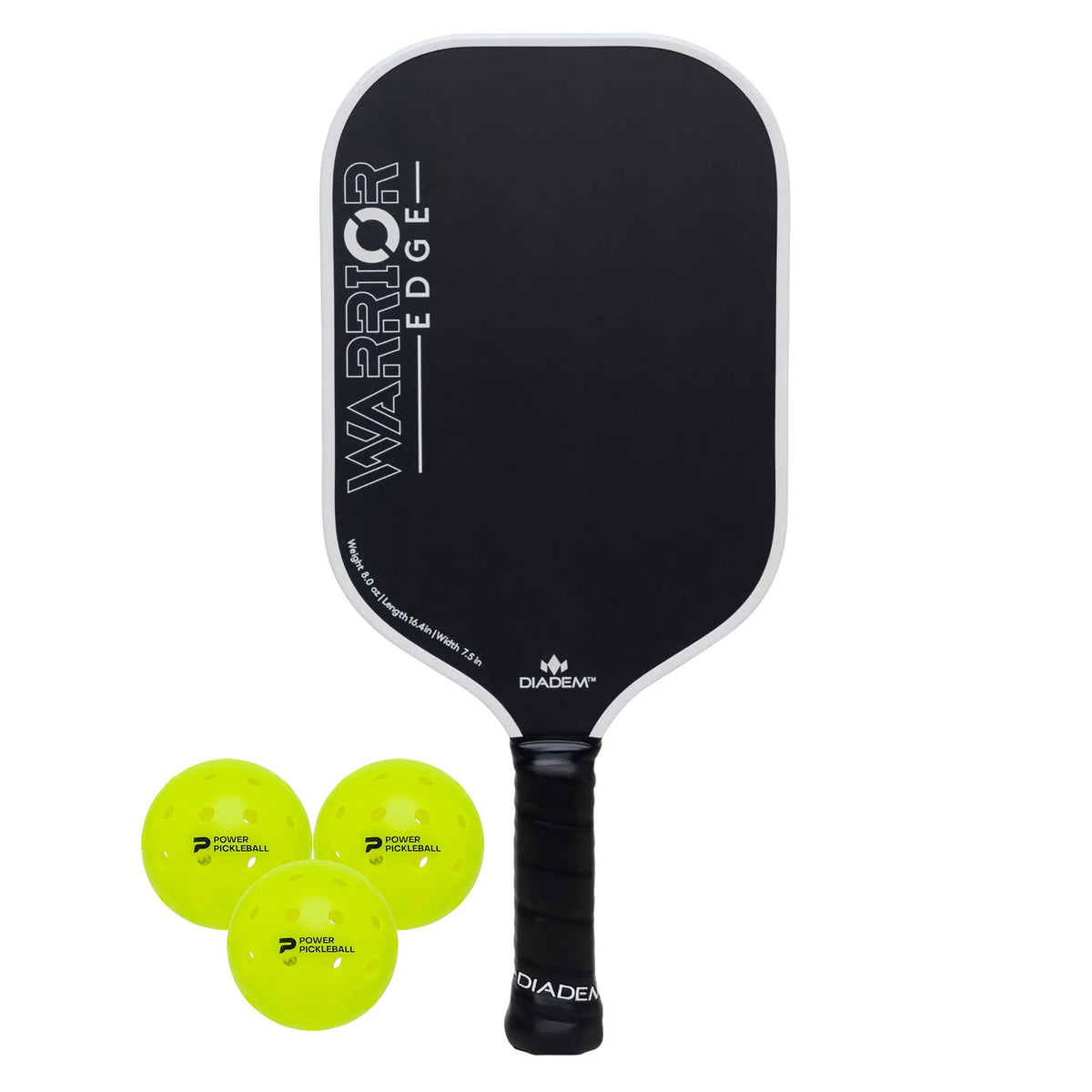 Diadem Sports Warrior Edge Pickleball Paddle Kit (White Edge/3pk Balls)