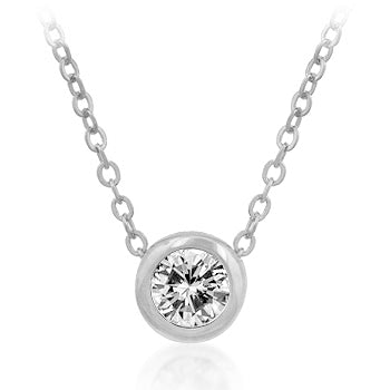Completely Bella Solitaire Bezel Cubic Zirconia Pendant Silver