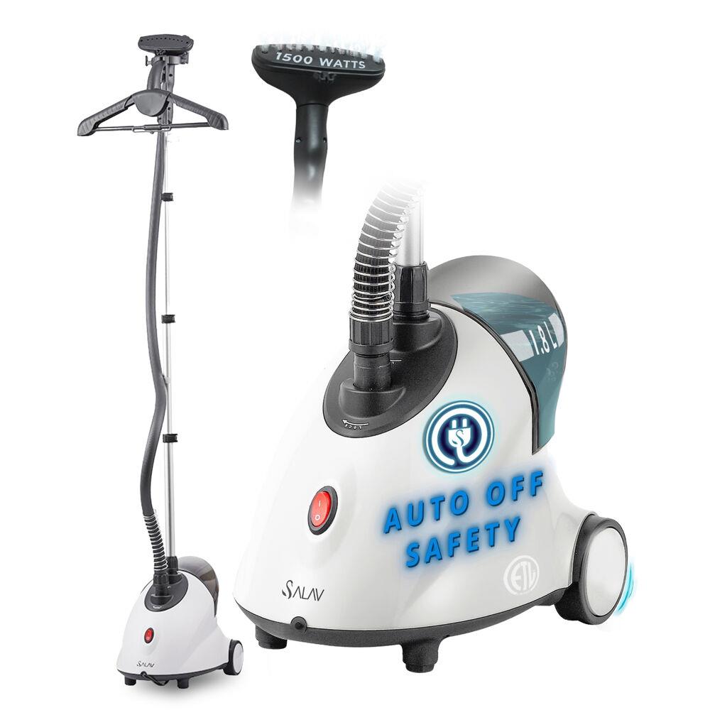 SALAV Smart Auto Off Upright Garment Steamer with Wheels & Descaler Maintenance Packet