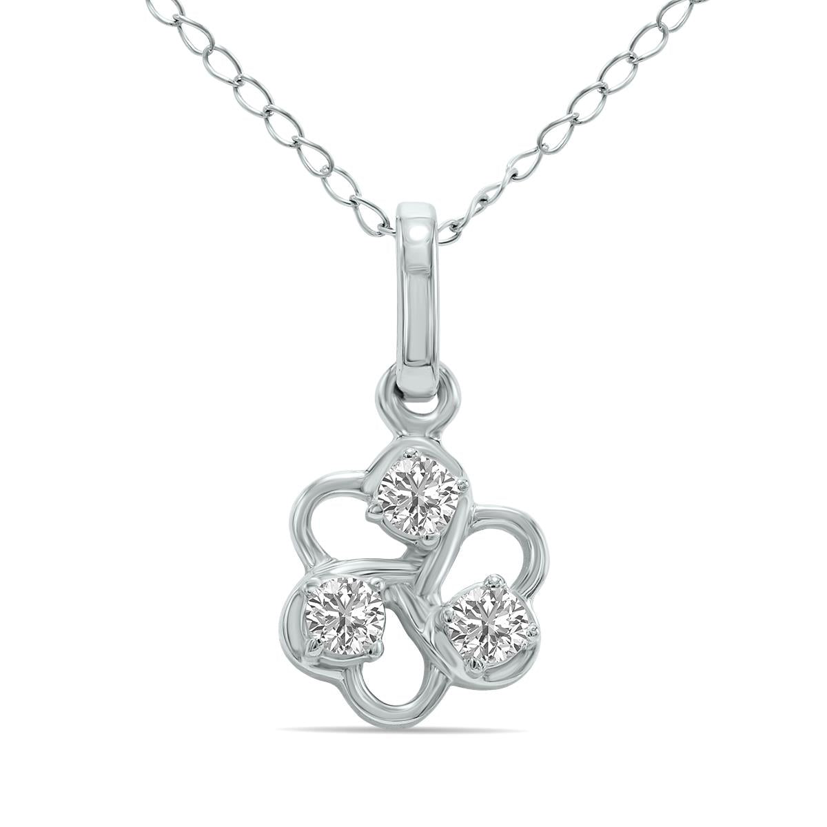 Prestige Boutique Diamonds Three Stone Flower Lab Diamond Pendant Size 0.15 CTW