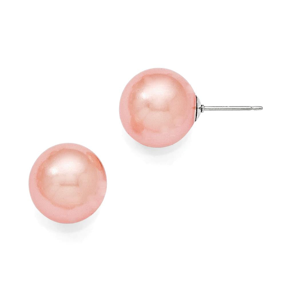 Distinctive 12-13mm Pink Stud Earrings
