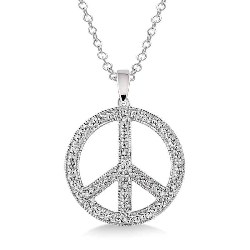 Jilco Inc Diamond Peace Sign Necklace