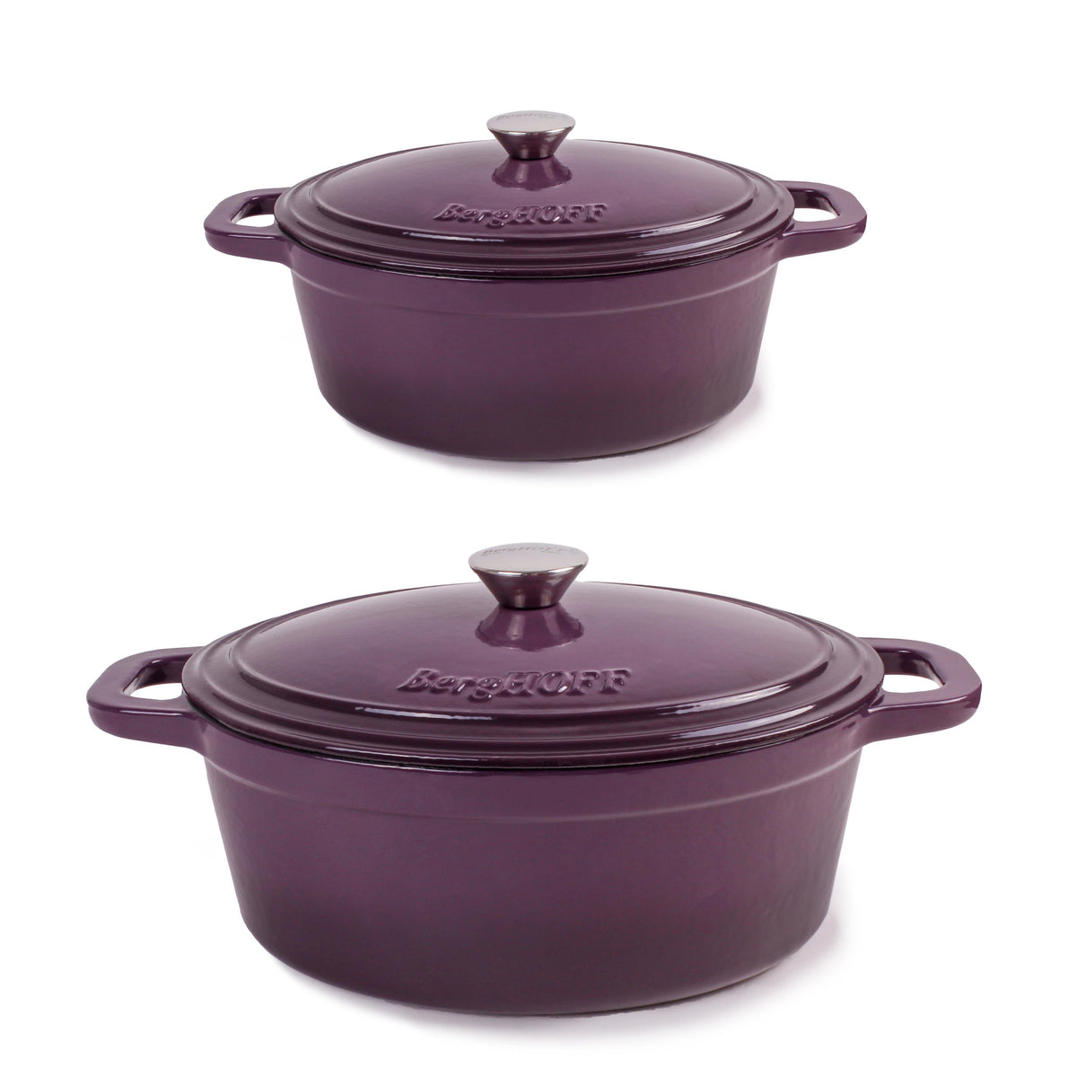BergHOFF Neo 4pc Cast Iron Cookware Set, 5qt. & 8qt., Purple