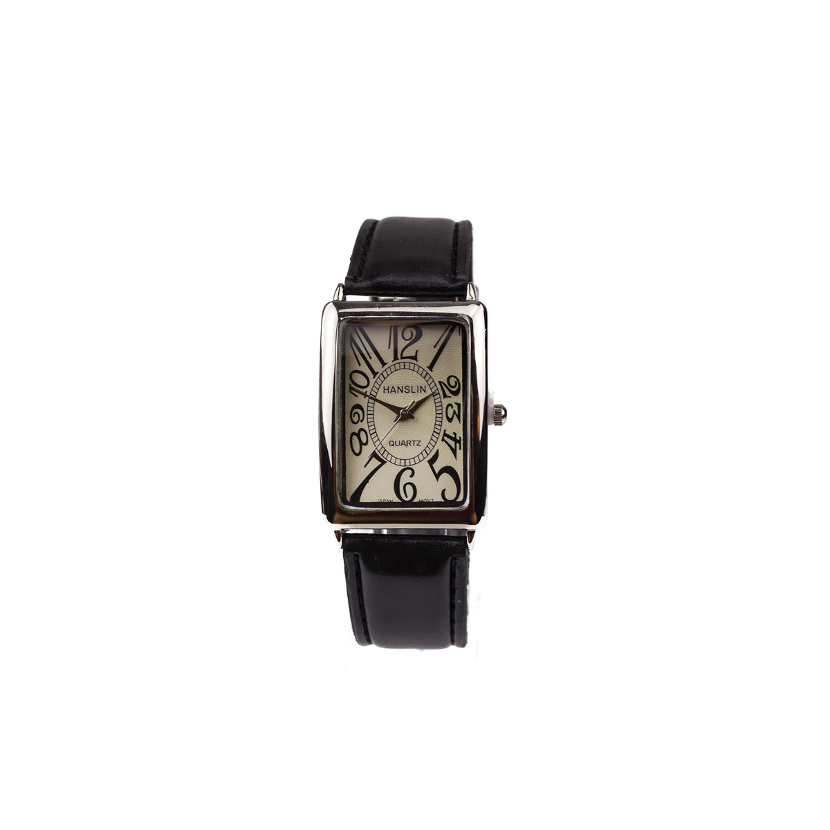 Completely Bella Ladies' Black Leather Tank Style Watch