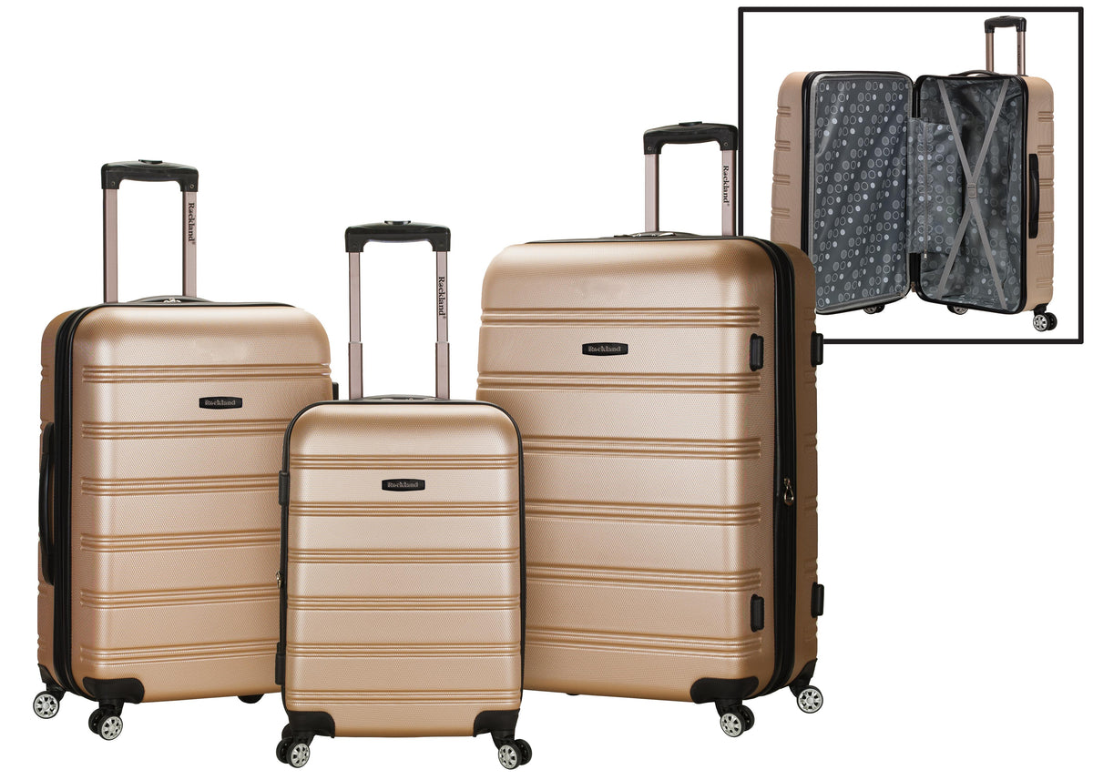 Rockland Luggage Melbourne, 3 pc. Molded Set - Champagne