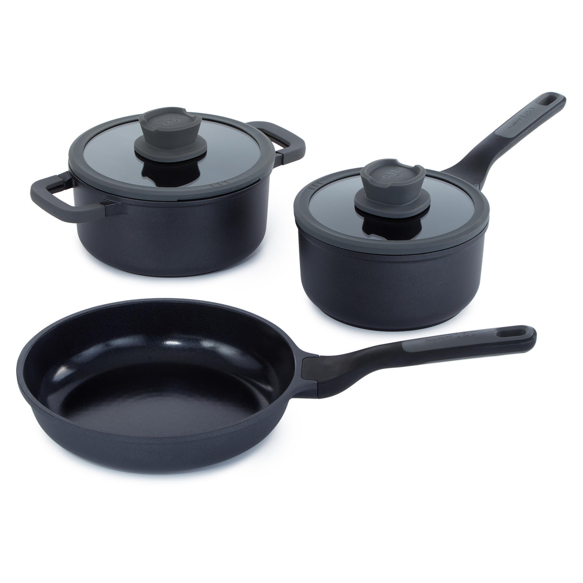 BergHOFF Leo Stone+ Ceramic Non-Stick Recycled Cast Aluminum 5pc Cookware Set