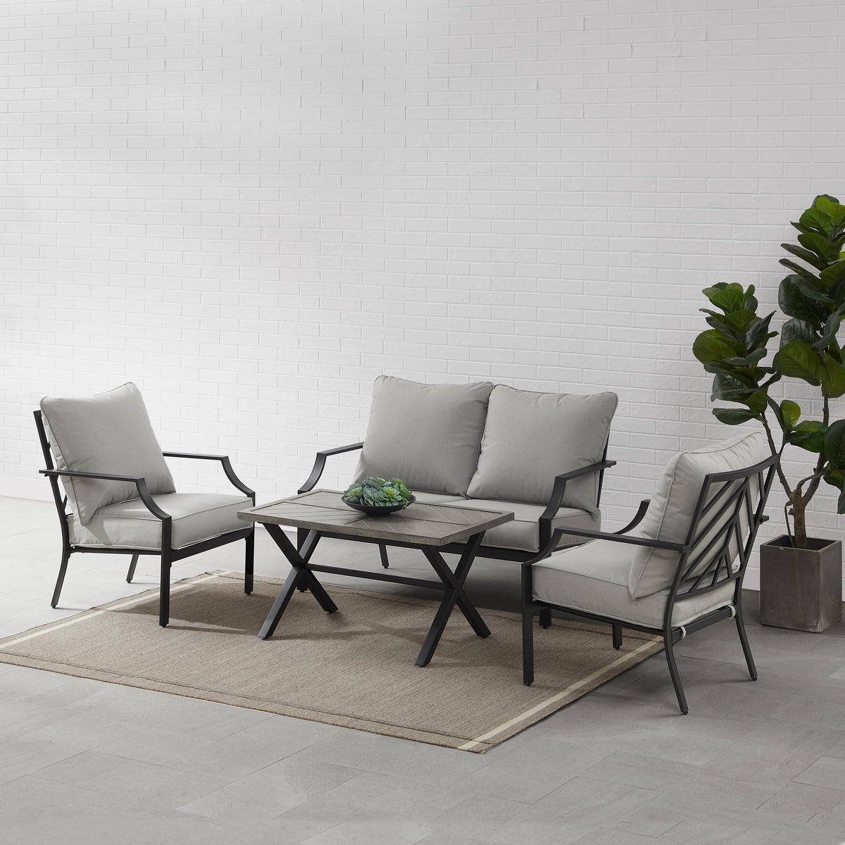 Crosley Outdoor Otto 4Pc Outdoor Loveseat Patio Furniture Set
