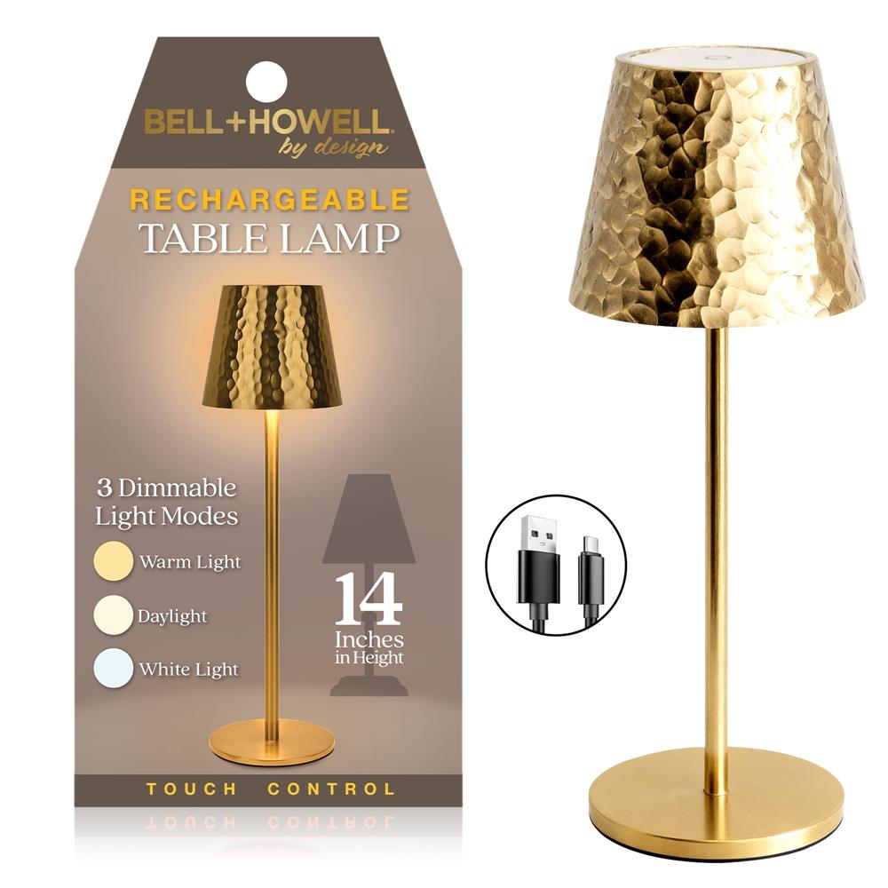 Bell + Howell Hammered Portable Rechargeable Lamp Size 14"