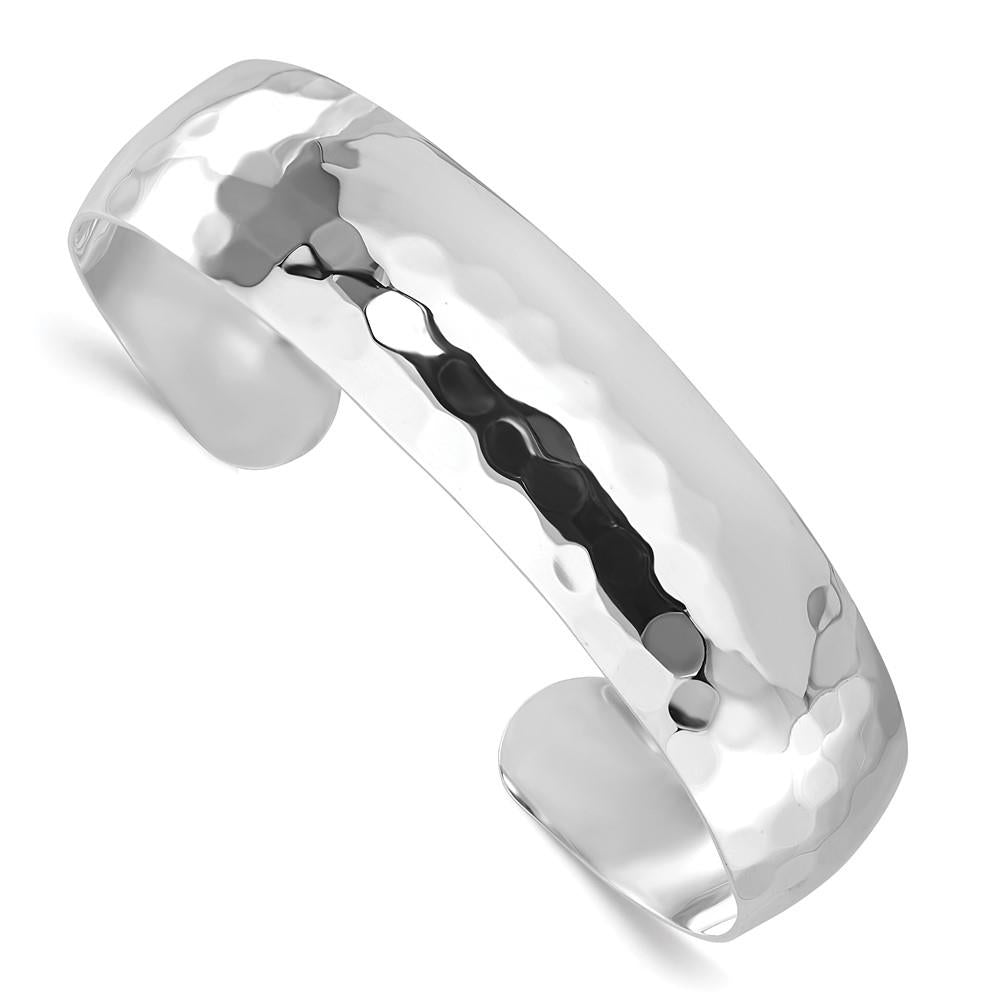 Distinctive Sterling Silver Polished Hammered Slip-on Bangle