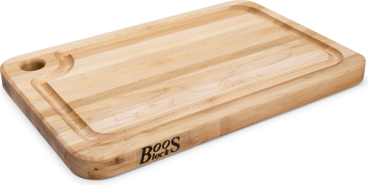 John Boos Maple Reversible Cutting Board with Groove and Finger Hole, 18'' x 12'' x 1.25''