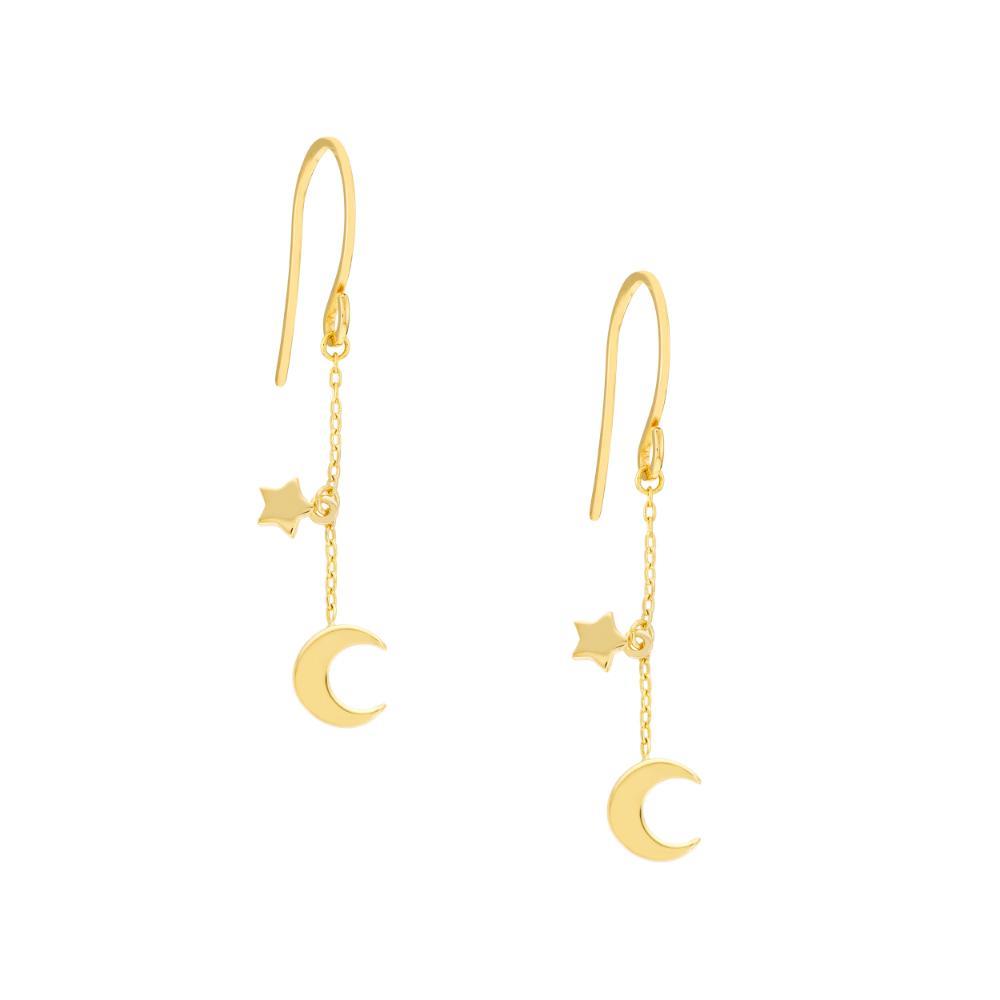 HAWLEY ST Crescent Moon and Star Drop Earrings