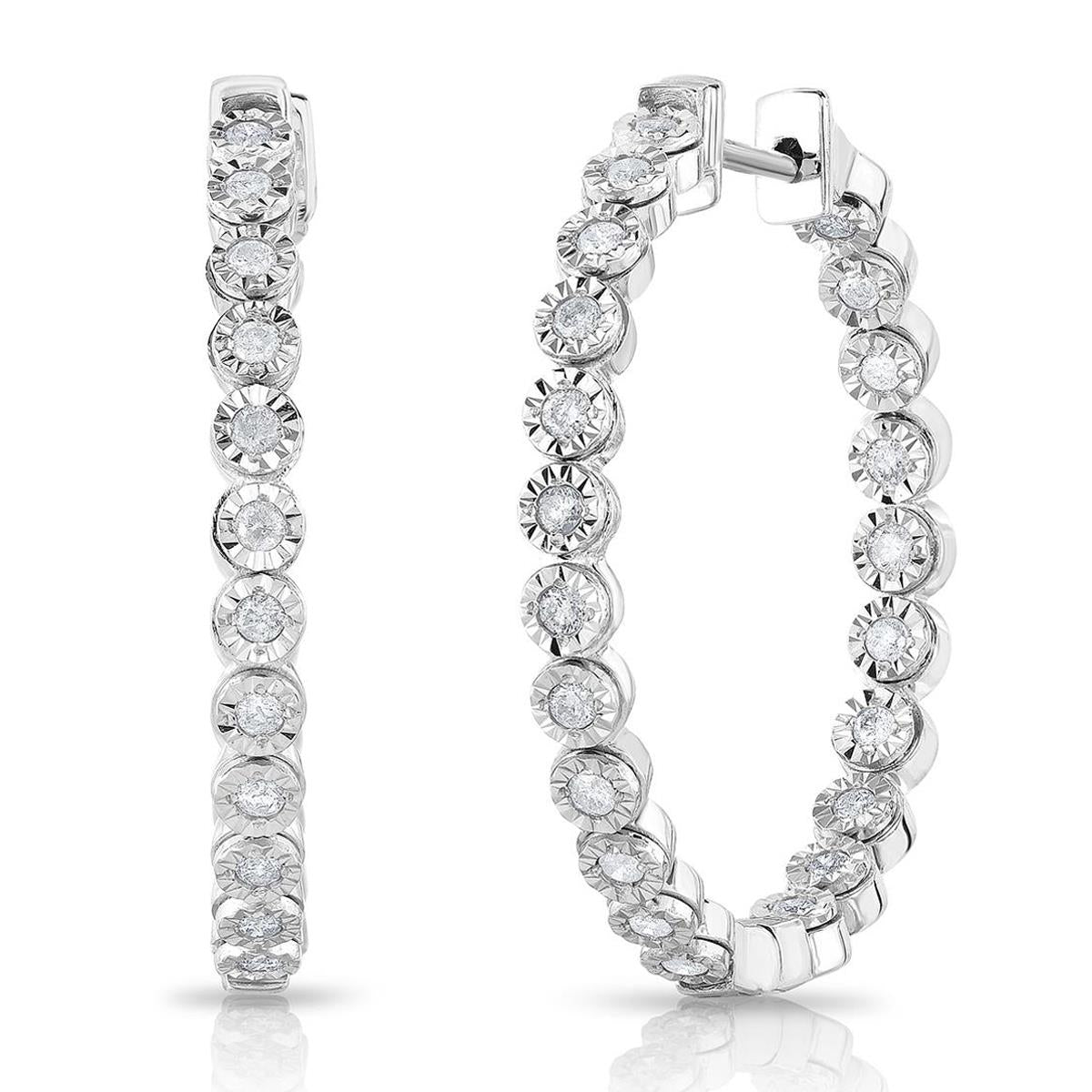 Jilco Inc Diamond Inside-Out Hoop Earrings