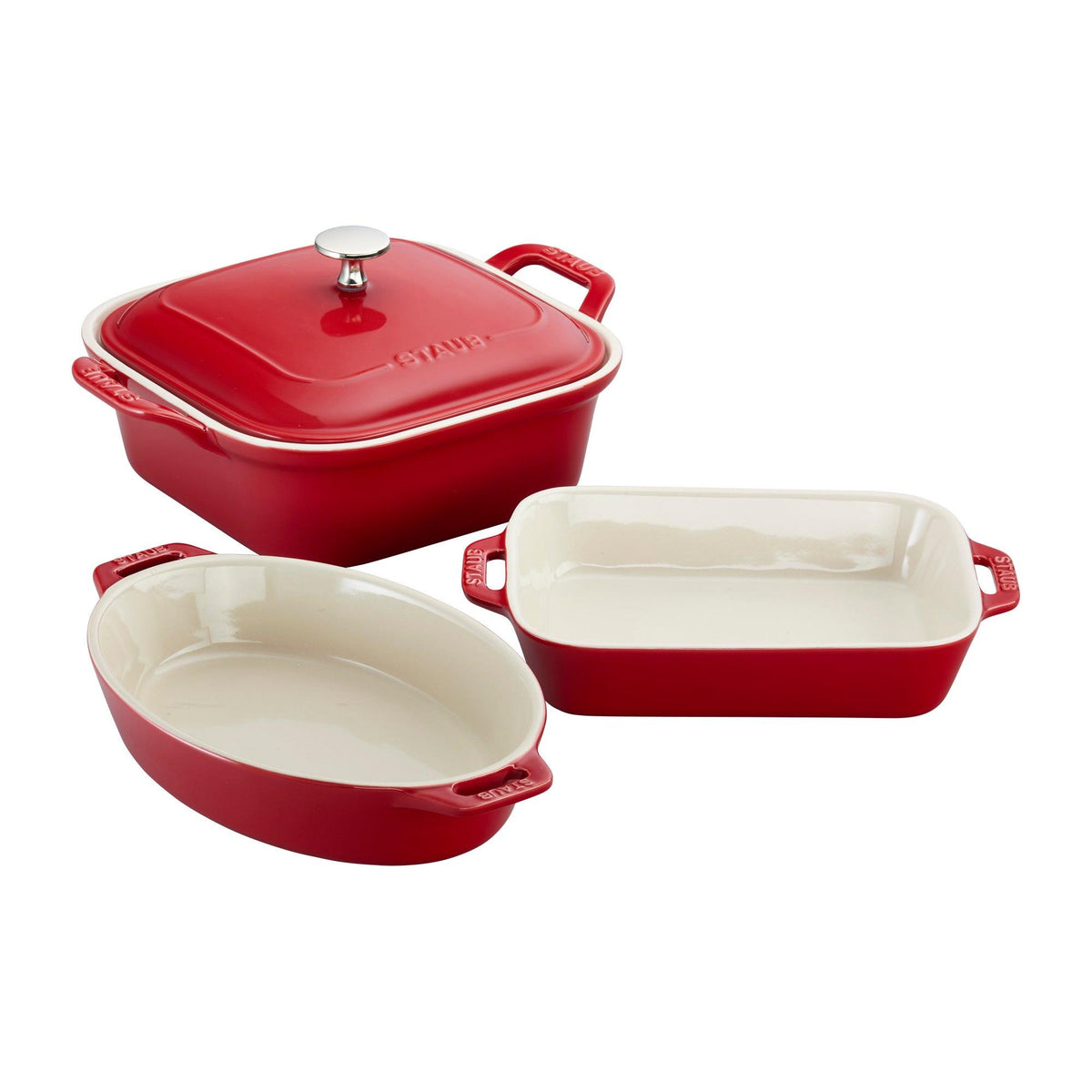Staub 4pc Mixed Baking Dish Set Cherry