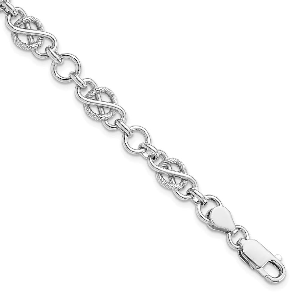 Distinctive Sterling Silver Polished and Textured Bracelet