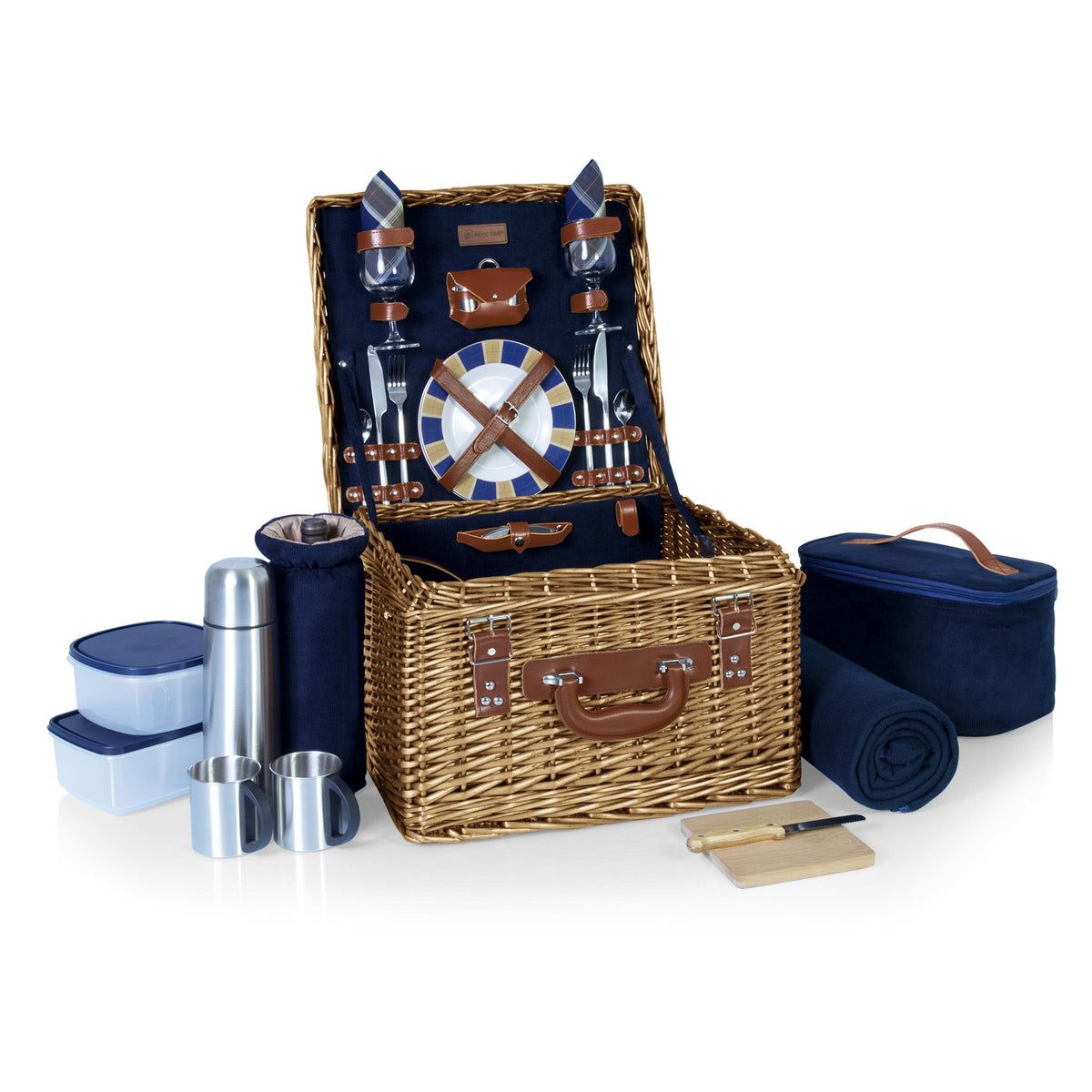 Picnic Time Canterbury Basket - Navy Blue