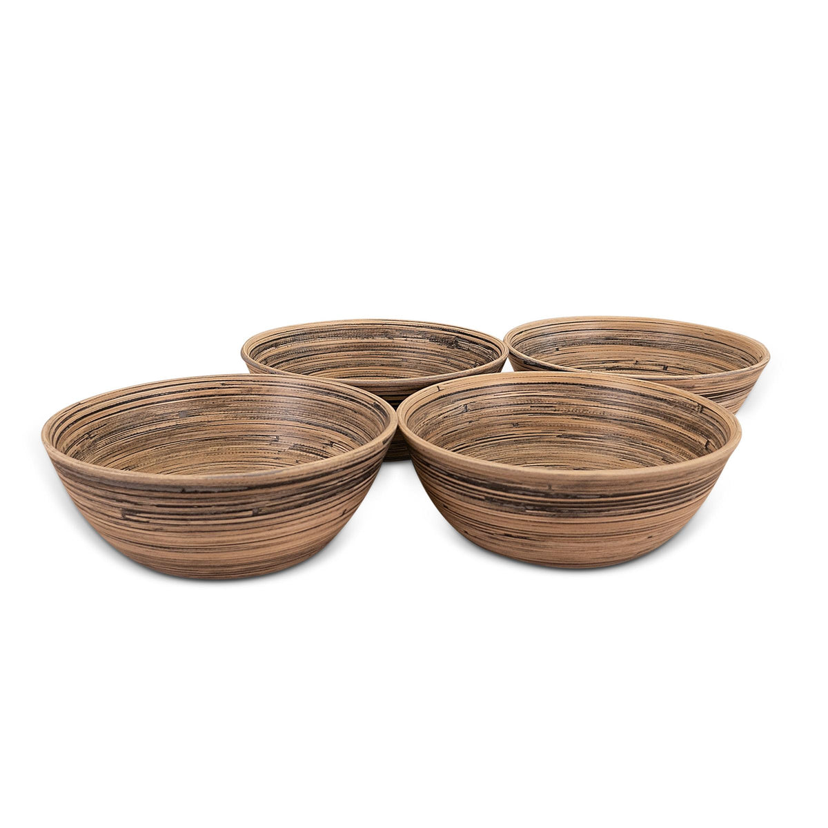 KitchenSupply LEXA - Set of 4 8-Inch Bamboo Salad Bowl - Black Bamboo