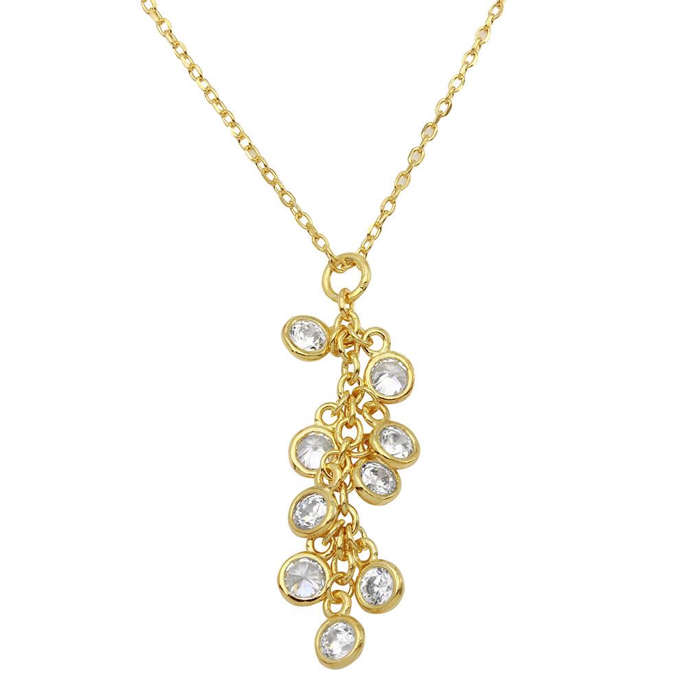 PARIKHS Gold Plated Multi CZ Drop Necklace in 925 Sterling Silver