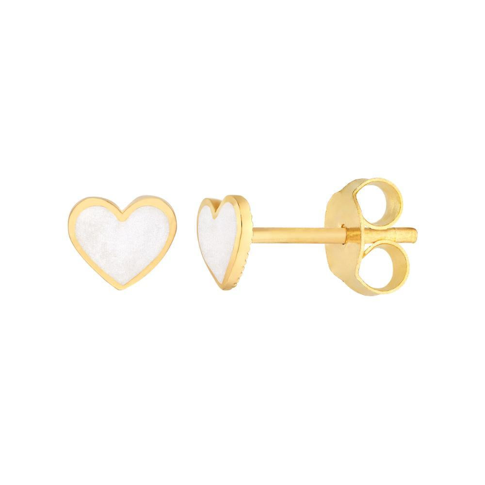 HAWLEY ST White Enamel Heart Stud Earrings