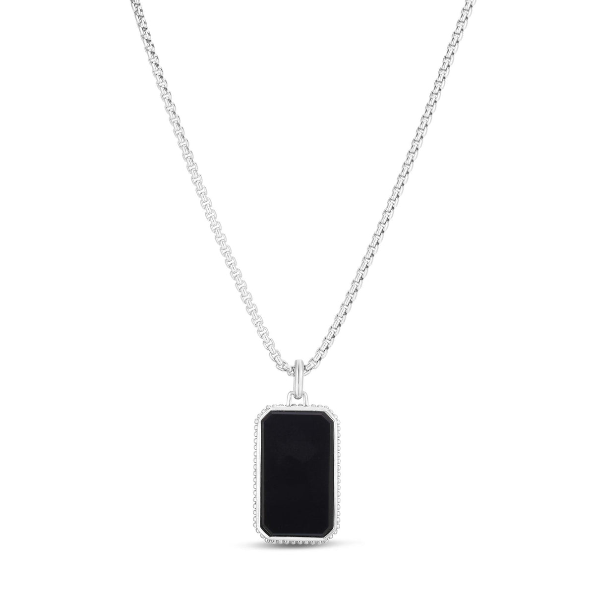 Jilco Sterling Silver Black Onyx Tag Necklace