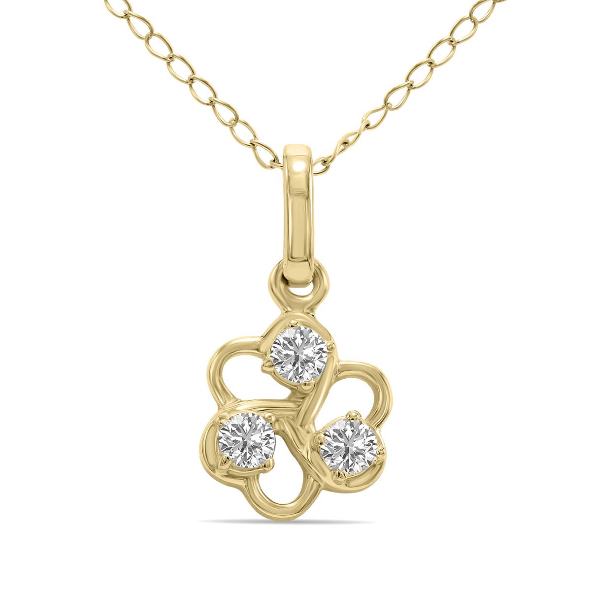 Prestige Boutique Diamonds Three Stone Flower Lab Diamond Pendant Size 0.15 CTW