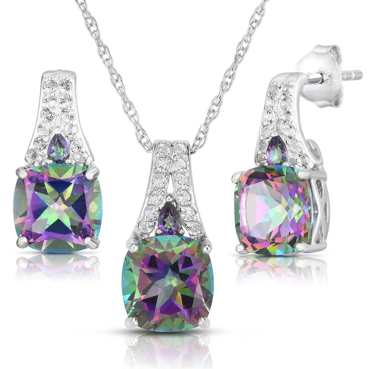 Jilco Inc Mystic Topaz Earring & Necklace Set
