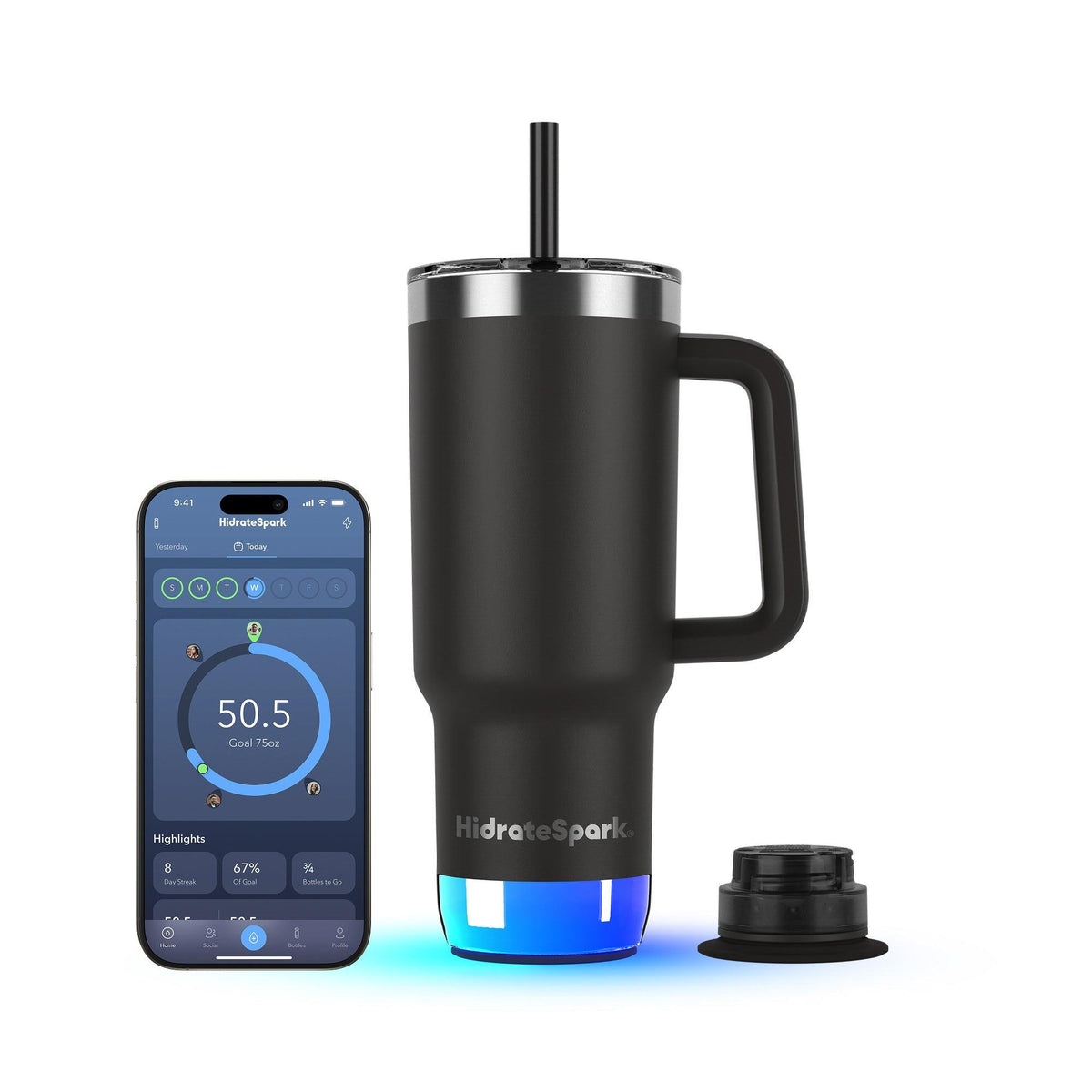 30oz HidrateSpark PRO 2 Smart Tumbler Black