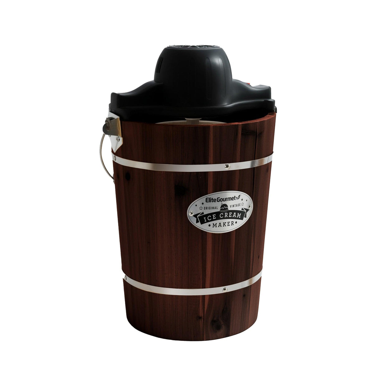 Elite Gourmet 6qt Old Fashioned Electric Ice Cream Maker Appalachian Walnut