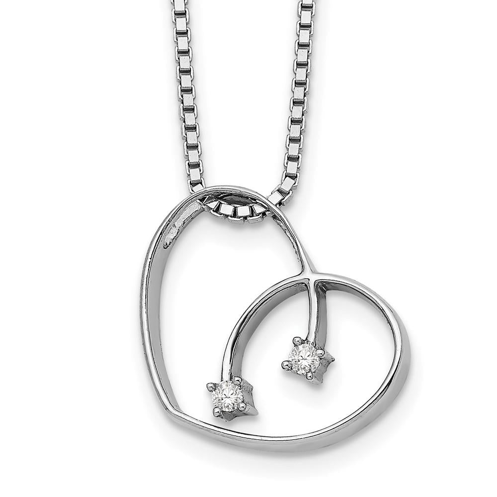 Distinctive Sterling Silver White Ice Diamond Heart Necklace