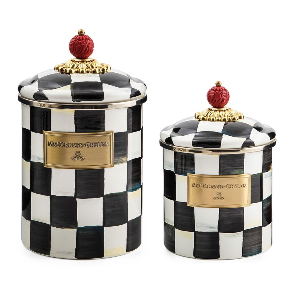MacKenzie Childs Courtly Check Medium & Small Canister