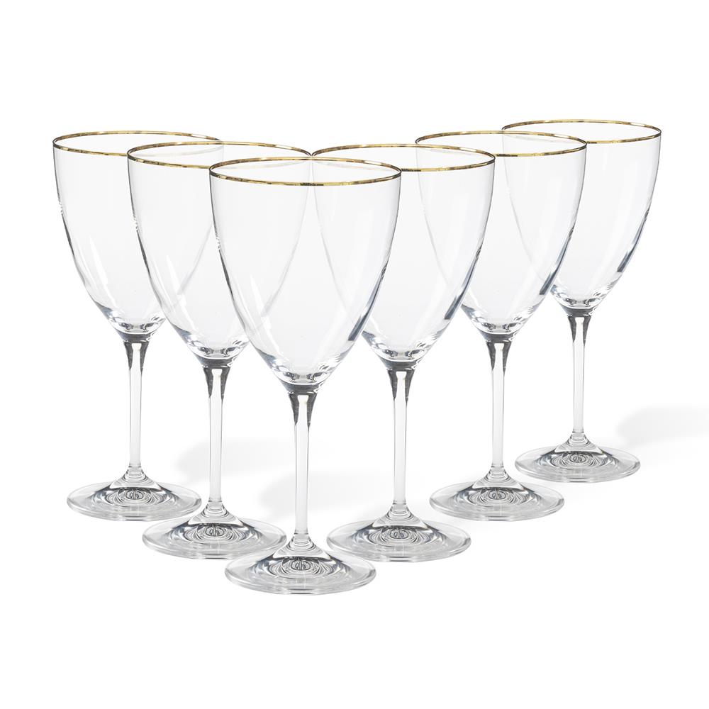 Casa Fina Sensa Set/6 water glasses w/ golden rim