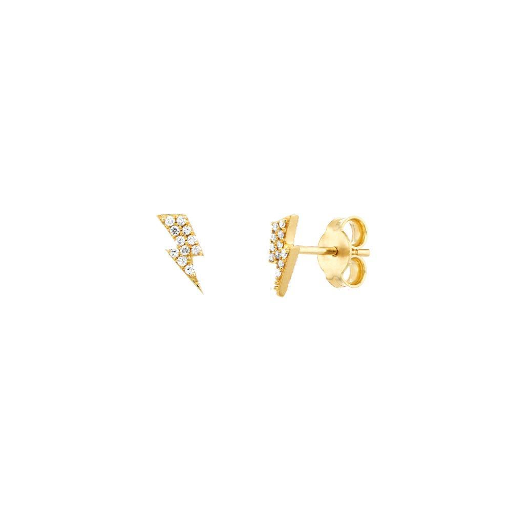 HAWLEY ST Diamond Thunder Bolt Micro Stud Earrings