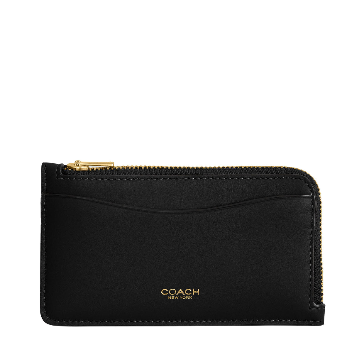 COACH New York Zip Card Case - Black/Brass