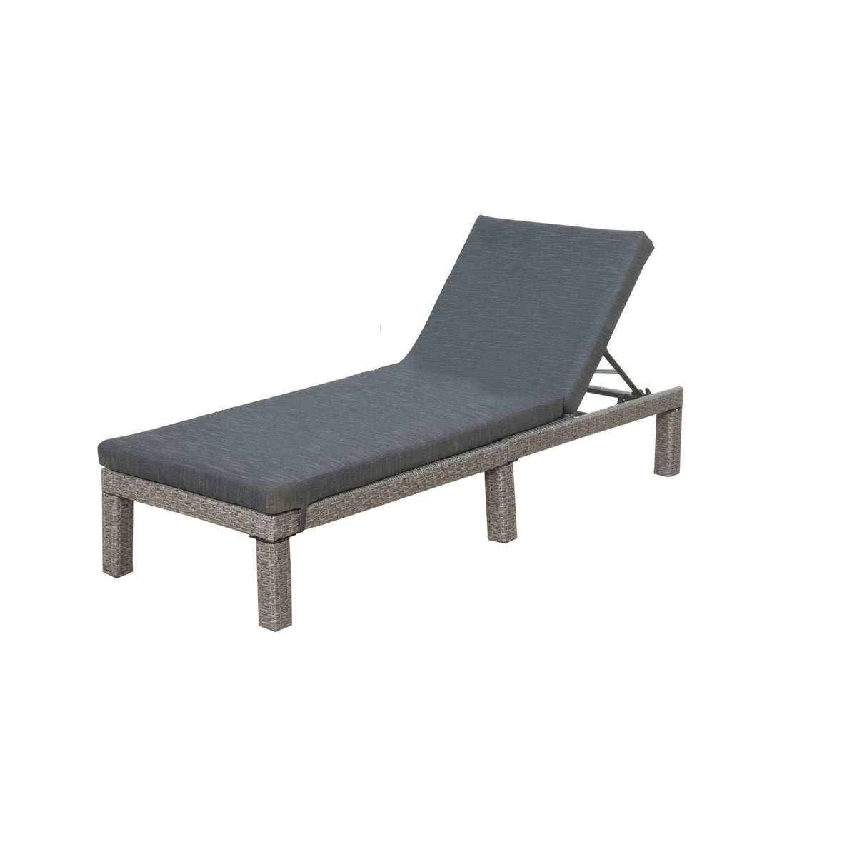 Outdoor Wicker Adjustable Chaise Lounge w/Cushion - Gray/Black