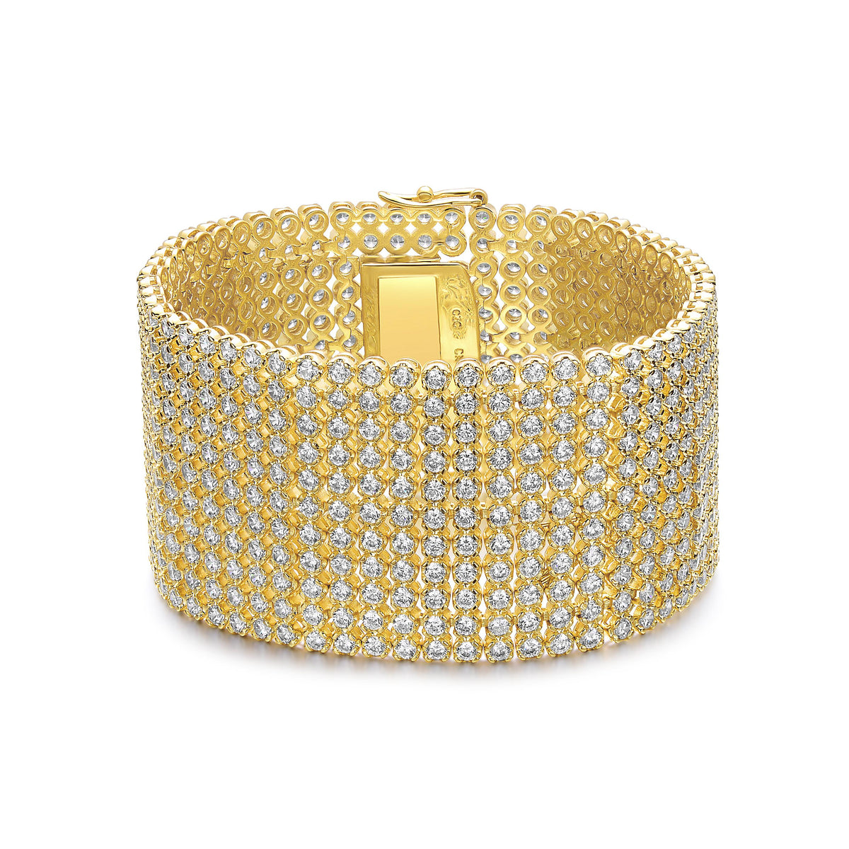 GENEVIVE Luxury Gold Plated Statement Bracelet Size 7"