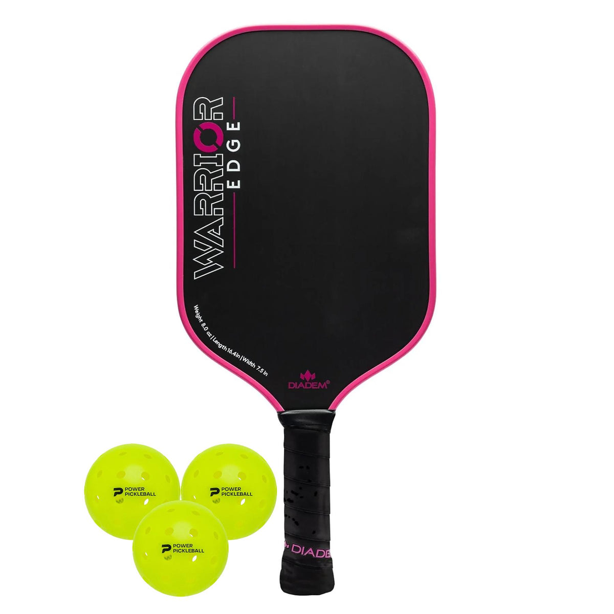 Diadem Sports Warrior Edge Pickleball Paddle Kit (Pink Edge/3pk Balls)