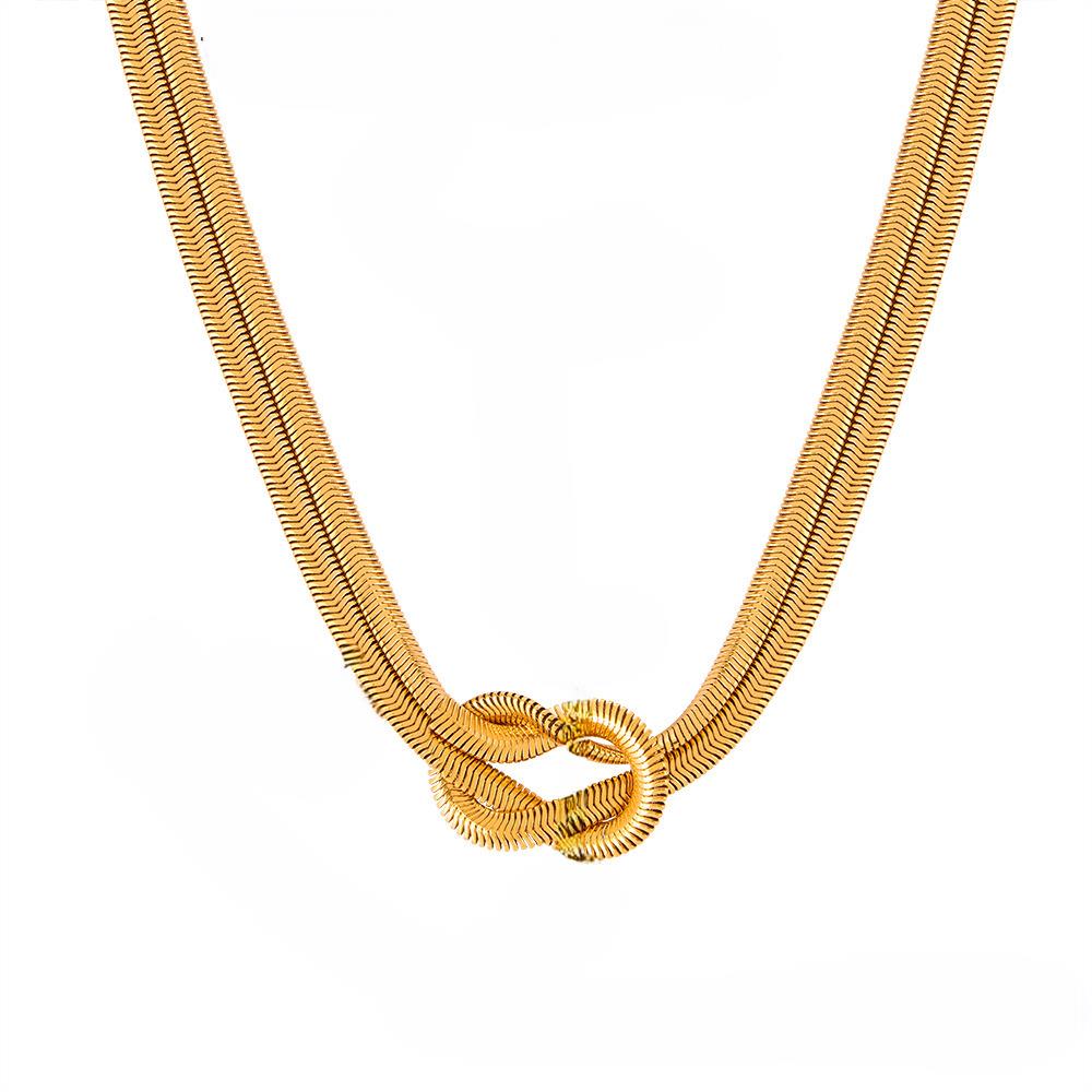 DKD Double Herringbone Chain Knot Necklace