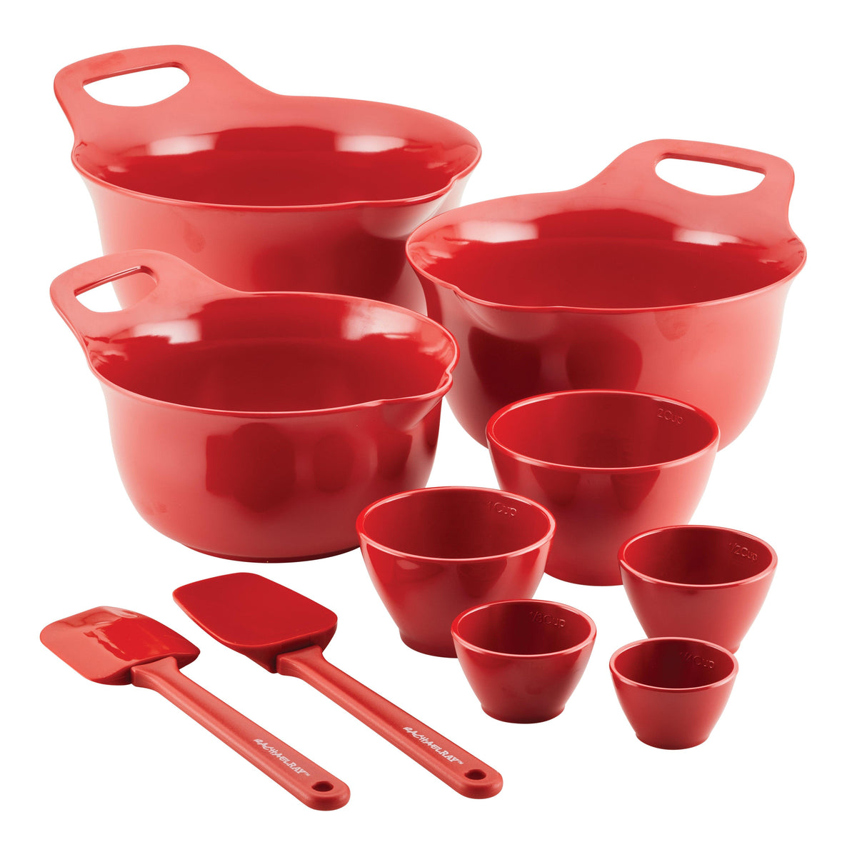 Rachael Ray Melamine 10pc Mix & Measure Mixing Bowl Set Red