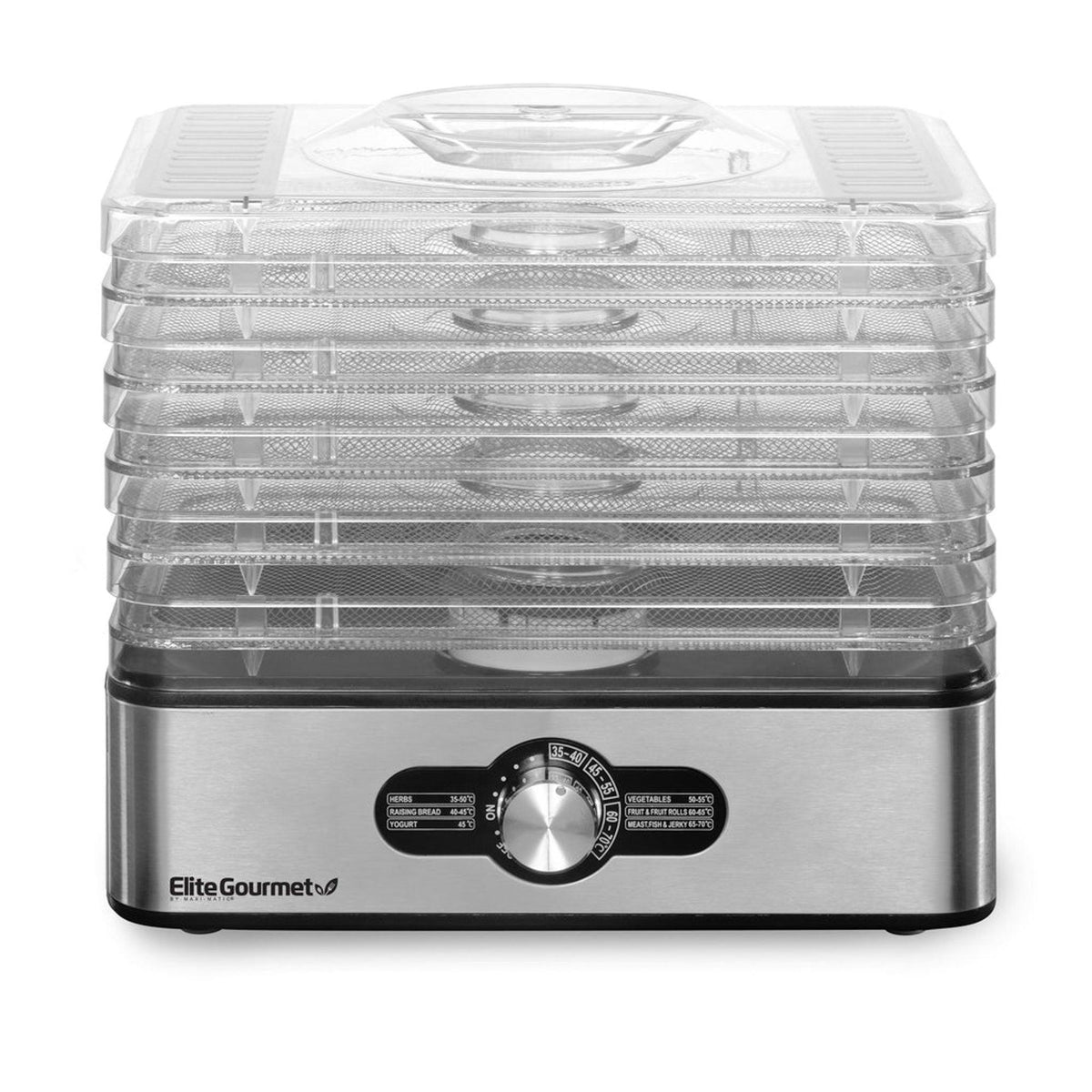 Elite Gourmet 5 Stainless Steel Tray Food Dehydrator w/ Temp Control